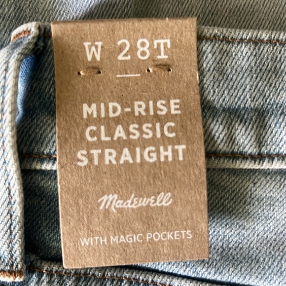 Madewell Tall Mid-Rise Classic Straight Jeans in Wellingford Wash: Knee-Rip Edit - Picture 8 of 14